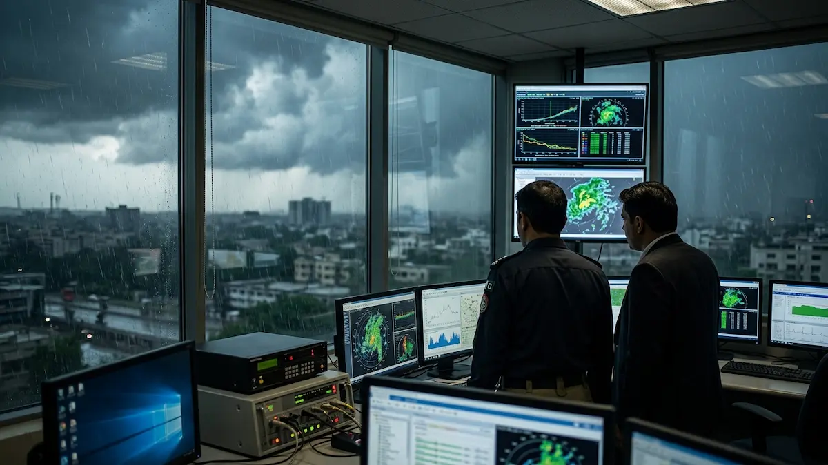 Pakistan Rain Alert: 5 Days of Flood and Landslide Risk Heavy monsoon clouds over Islamabad and Rawalpindi skyline