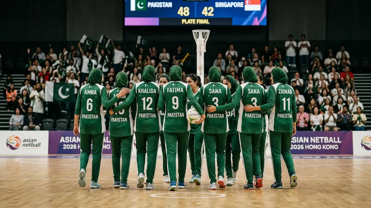 Confirmed: Pakistan Women Win Netball Title, Earn 2028 Cup Spot Pakistan women’s netball team celebrates 2026 Plate title