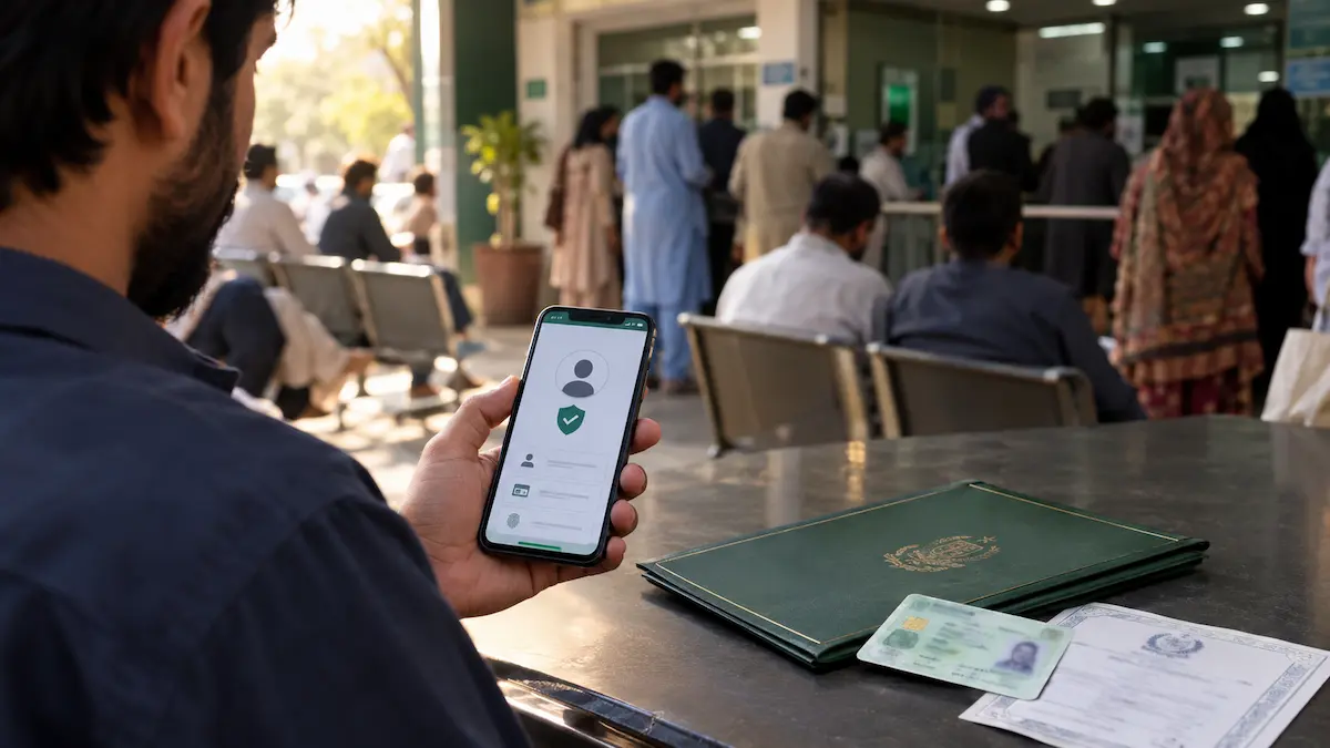 Elderly pensioner using NADRA Proof of Life service